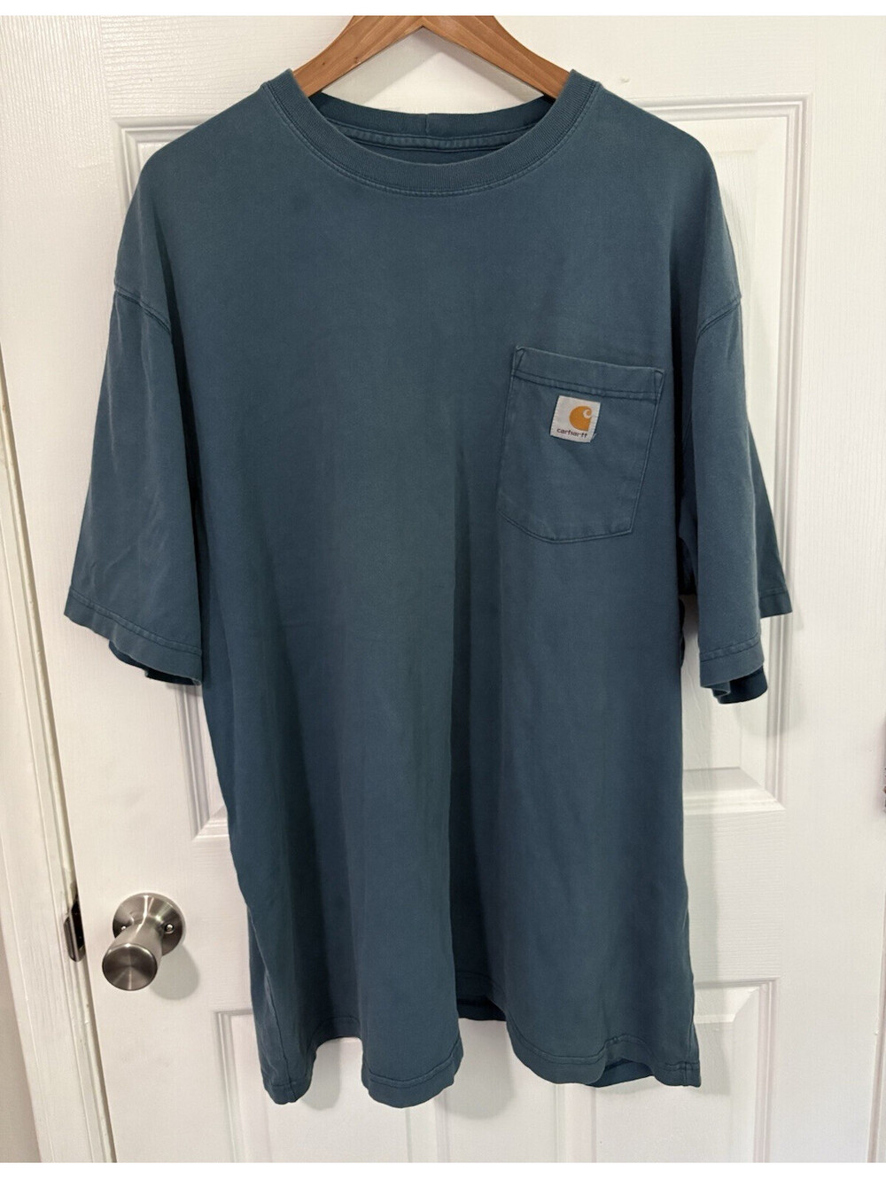 Carhartt Blue Solid Pocket Logo Short Sleeve Crew Neck T-Shirt Men 2XL